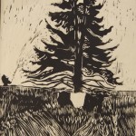 "Tree Cow",woodcut, 14"x8",MCLVaught,