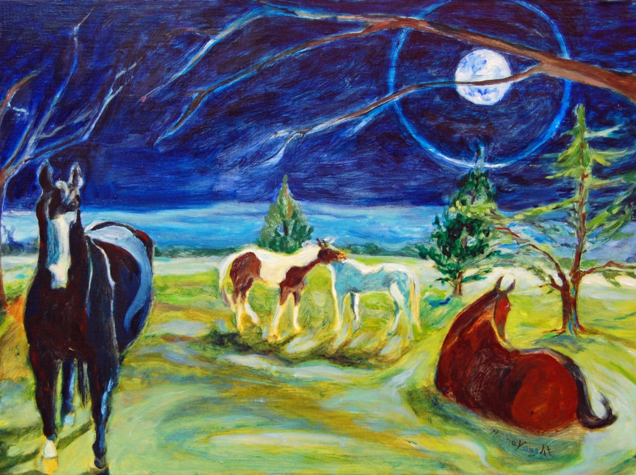 Equine Nocturne by Martha Lindenborg Vaught oil on panel Oct 2011